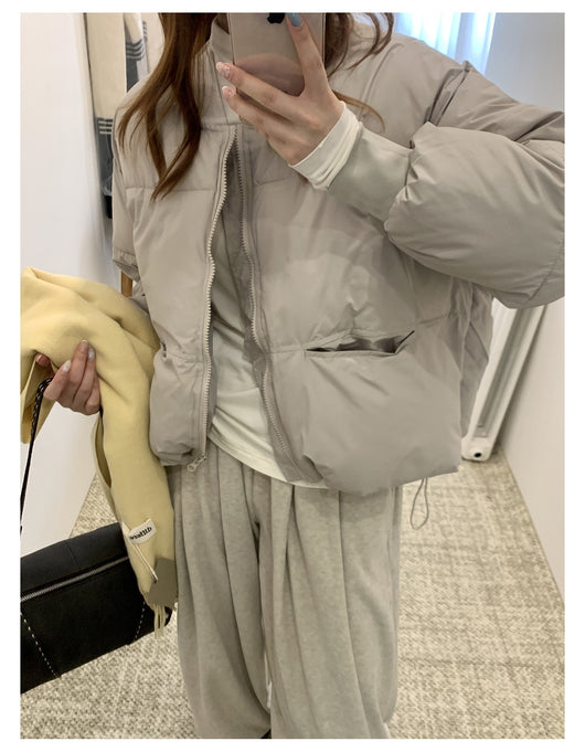 Chaqueta Acolchada Gris Corta para Mujer Talla Grande - Image 15