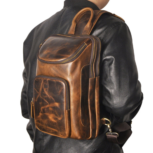 Bolsa de Pecho Retro en Cuero Crazy Horse Premium para Hombre - Image 25