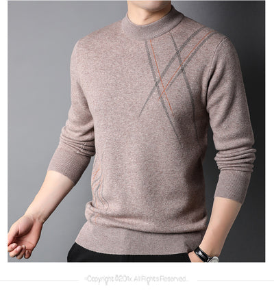 Suéter Casual de Rayas con Cuello Redondo y Manga Larga para Hombre - Image 14