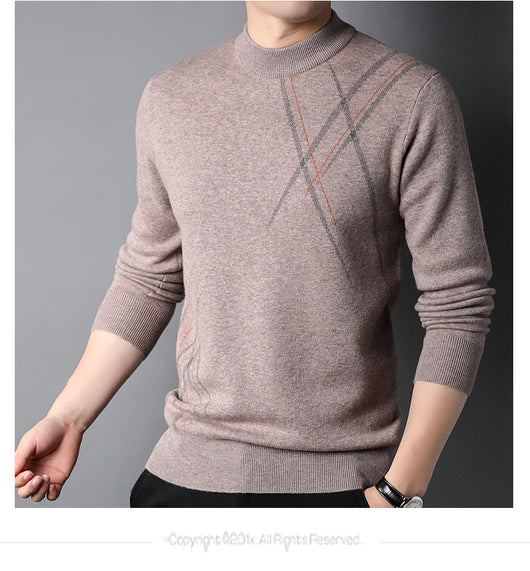 Suéter Casual de Rayas con Cuello Redondo y Manga Larga para Hombre - Image 14