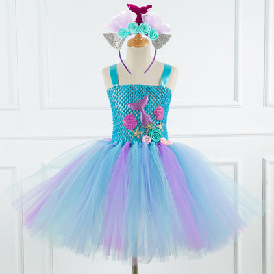 Vestido Princesa Sirena de Tul Brillante para Niñas - Image 10