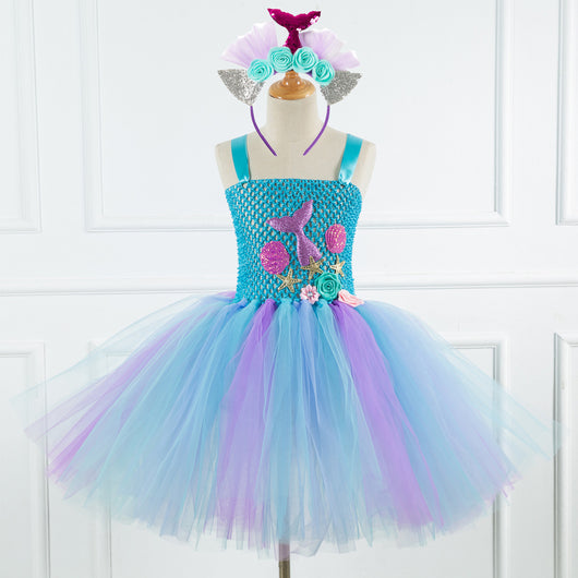 Vestido Princesa Sirena de Tul Brillante para Niñas - Image 10