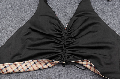 Top Halter Escotado con Cuadros y Cordones Ajustables - Image 10