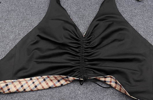 Top Halter Escotado con Cuadros y Cordones Ajustables - Image 10