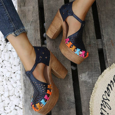 Sandalias Romanas Étnicas con Tacón Grueso y Estampado Floral - Image 11
