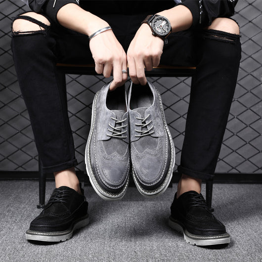 Zapatos Brogue de Cuero Gamuza Estilo Europeo y Americano - Image 8