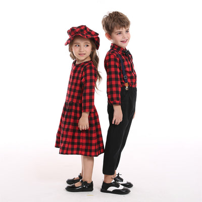 Conjunto Festivo a Cuadros para Hermanos: Camisa y Peto - Image 9