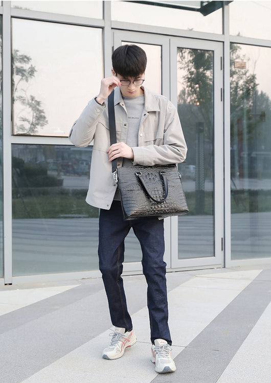 Maletín Ejecutivo para Hombre con Patrón Cocodrilo - Bolsa de Negocios y Computadora - Image 8