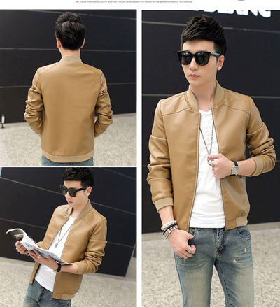 Chaqueta de Cuero Slim Fit Estilo Coreano para Hombre - Image 8