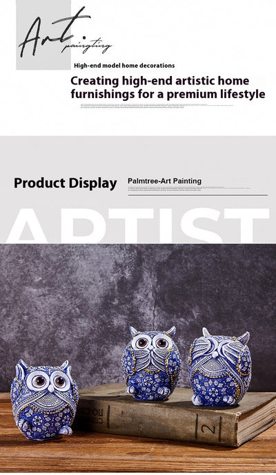 Búho Decorativo Azul y Blanco - Adorno Creativo para el Hogar - Image 10