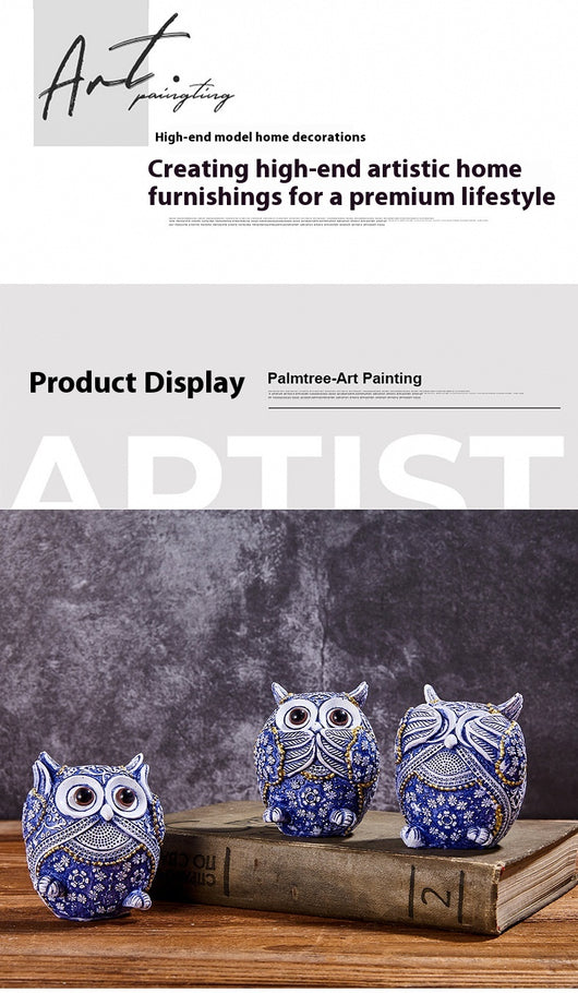 Búho Decorativo Azul y Blanco - Adorno Creativo para el Hogar - Image 10