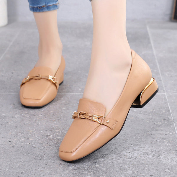 Zapatos de Cuero Genuino para Mujer con Tacón Medio - Colección Primavera