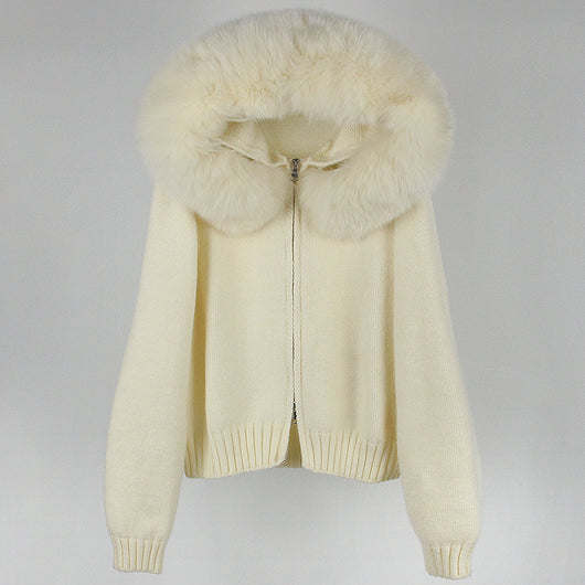 Abrigo de Primavera para Mujer con Cuello de Zorro Real y Capucha - Image 40