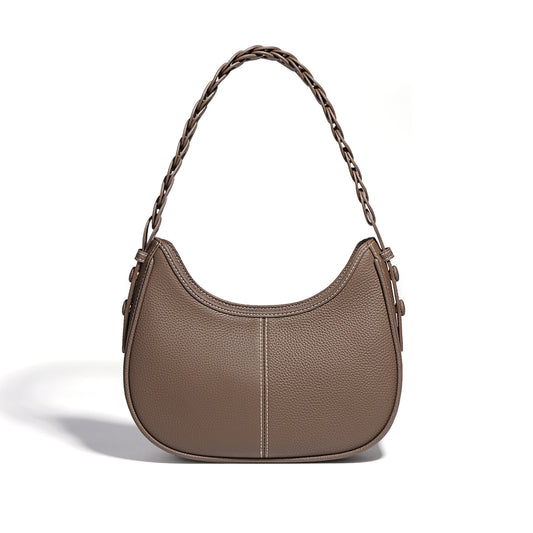 Bolso de Cuero Genuino Grano Litchi con Asa Simple