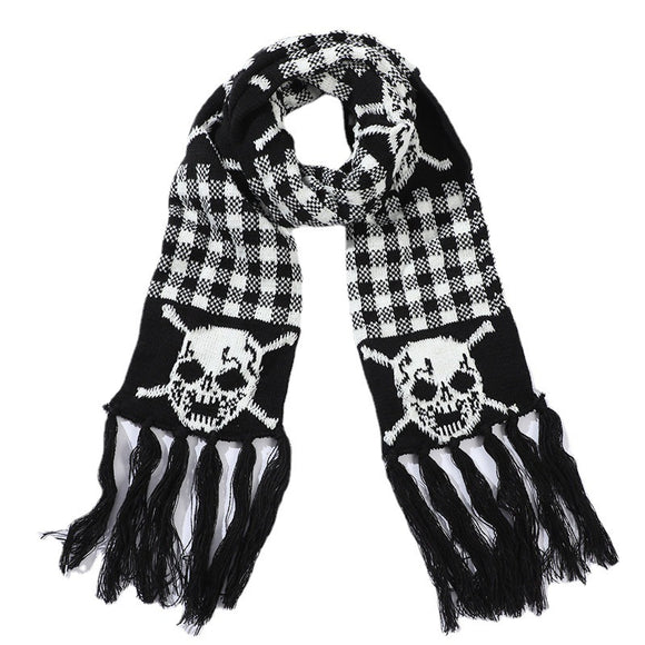 Bufanda Térmica Tejida Gruesa con Diseño Calavera