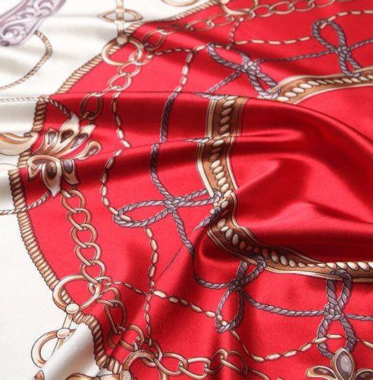 Pañuelo de Seda Estampado Cuadrado Retro para Mujer - Image 5
