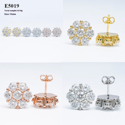 Aretes de Plata con Moissanita 5.0mm y Incrustación Floral - Image 7