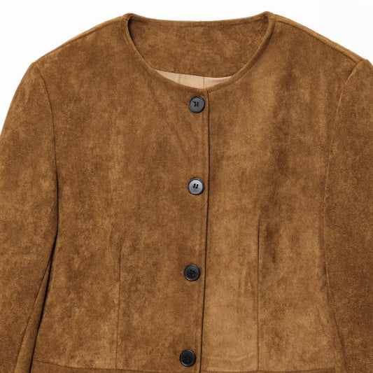 Chaqueta Abrigo Mujer Cuello Redondo Manga Larga Corte A - Image 2