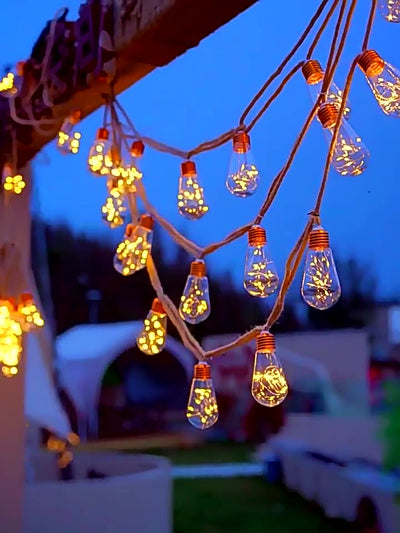 Cadena de Luces Solar Impermeable con Cuerda de Cáñamo para Camping y Decoración - Image 4