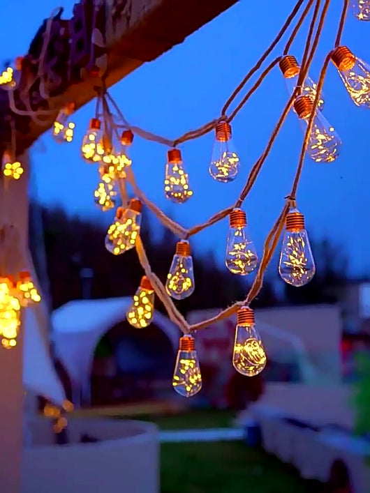 Cadena de Luces Solar Impermeable con Cuerda de Cáñamo para Camping y Decoración - Image 4