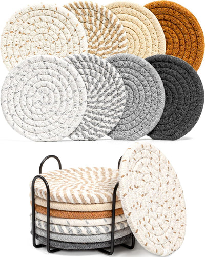 Posavasos absorbentes minimalistas – Juego de 8 unidades con soporte, elegantes y funcionales para decoración de mesa - Tekeno
