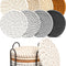 Descansos de copo absorventes minimalistas – Conjunto com 8 unidades e suporte, elegantes e funcionais para decoração de mesa