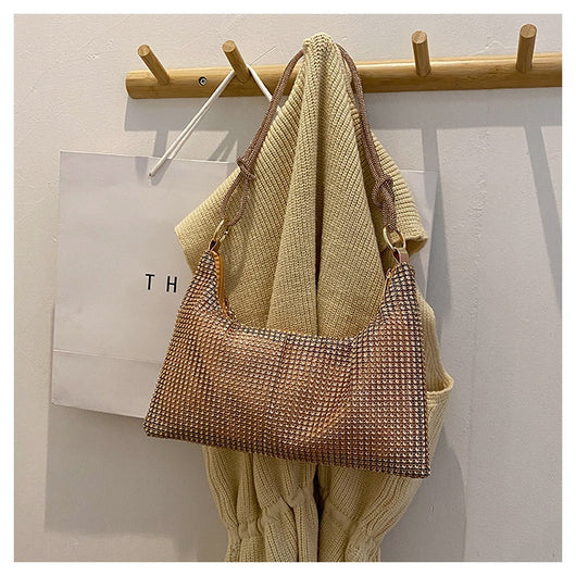 Bolso de Hombro Brillante con Strass y Detalle Anudado - Image 11