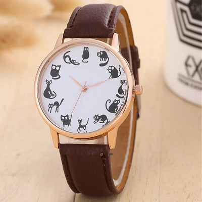 Reloj de Mujer Gato Correa Cuero Cuarzo - Image 4
