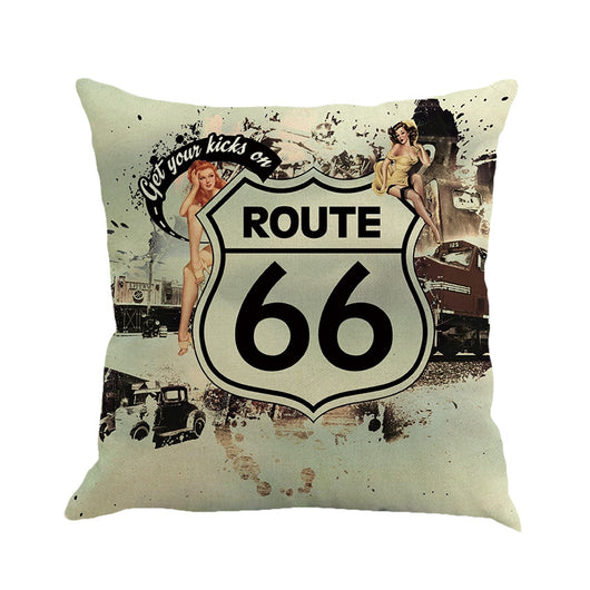 Cojín de Respaldo Route 66 en Lino para Auto, Sofá y Cama - Image 11