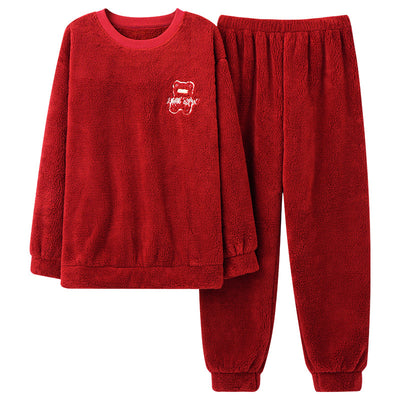 Pijama Térmico de Terciopelo Coral para Hombre - Cuello Redondo Franela Invierno - Image 10