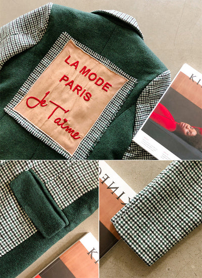 Conjunto de Falda y Blazer Cuadrillé con Parches - Diseño Suelto y Elegante - Image 6