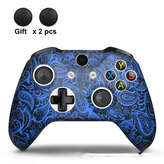 White silicone sleeve for game controller with colorful graffiti pattern, includes two rainbow thumbstick caps. - Image 17