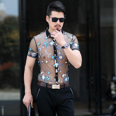 Camisa Floral Manga Corta Transpirable Sin Planchado Hombre - Image 8