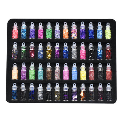 Kit de 48 Colores de Brillo y Lentejuelas para Uñas DIY - Image 10