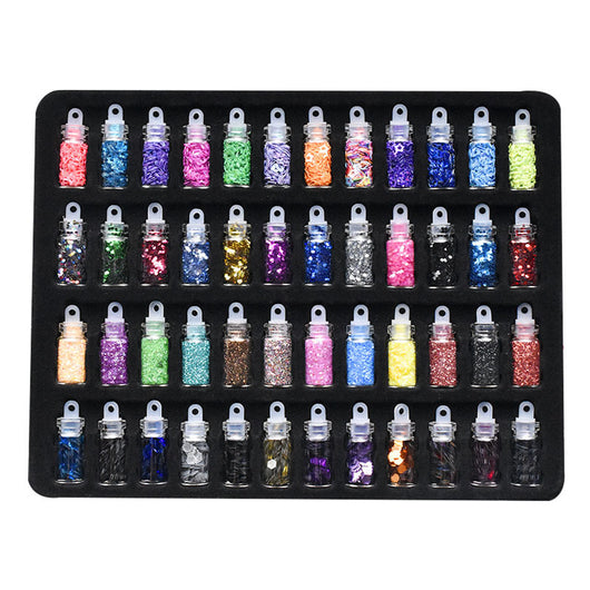 Kit de 48 Colores de Brillo y Lentejuelas para Uñas DIY - Image 10