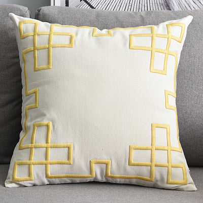 Funda de Almohada Decorativa de Algodón y Lino con Bordado Geométrico - Image 4