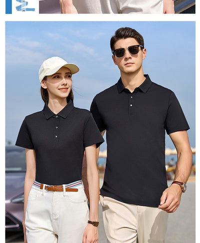 White short-sleeve polo shirt for men, made from a mercerized cotton blend with a three-button placket. - Image 10