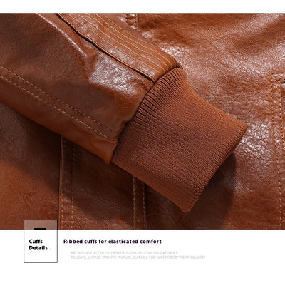 Chaqueta de Cuero para Hombre Cuello Alto Ajustada - Image 11