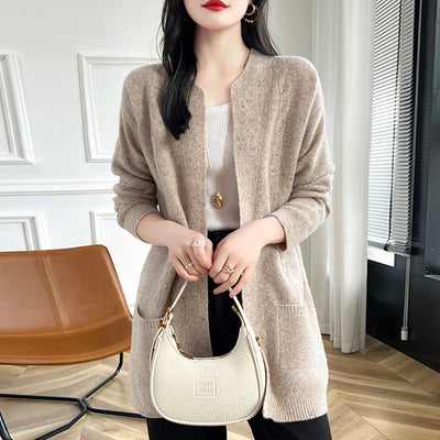 Cardigan de Lana con Cuello Redondo para Mujer - Image 8