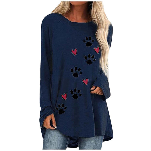 Playera Suelta con Cuello Redondo y Estampado de Patitas de Perro - Image 10