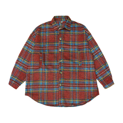 Camisa de Cuadros Retro de Lana Gruesa Unisex - Image 4