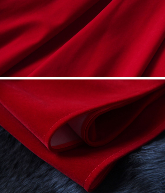 Vestido Princesa Terciopelo Rojo Escote Profundo Espalda Descubierta - Image 20