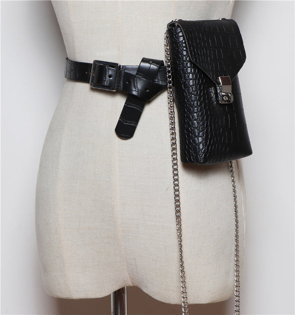 Bolso Cinturón de Cuero PU Versátil con Patrón Moderno