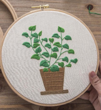 Bordado de Punto de Cruz - Plantas Verdes Decorativas