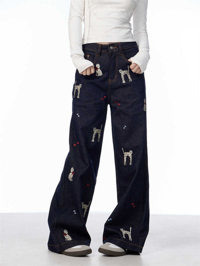 Pantalones Jeans Anchos con Estampado Animal Print - Loose Fit Casual para Mujer - Image 4
