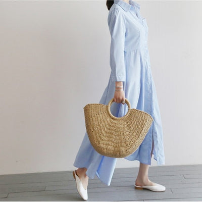 Bolsa de Playa Tejida en Rafia - Estilo Coreano Verano - Image 3