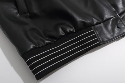 Chaqueta de Cuero PU para Motociclista con Costuras y Estampado - Image 15