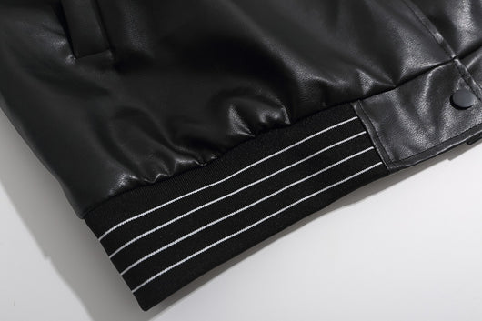 Chaqueta de Cuero PU para Motociclista con Costuras y Estampado - Image 15