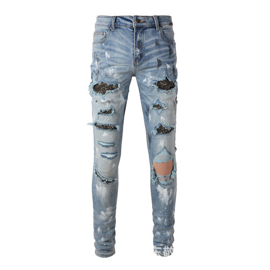 Jeans Slim Fit Rotos con Parches - Estilo Urbano Europeo y Americano - Image 5