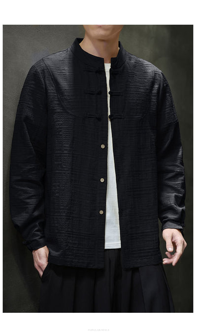 Camisa Retro Tang Chino - Algodón y Lino con Cierre Tradicional para Hombre - Image 18